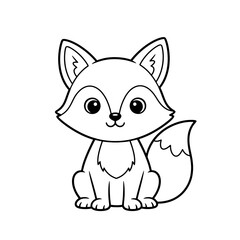 Friendly Cartoon Fox Coloring Page – Black Line Art on White