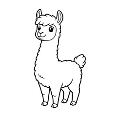 Friendly Cartoon Llama Coloring Page – Black Line Art on White