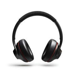 Elegant black headphone isolated on a white background, easy to use.