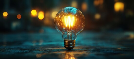 Glowing Light Bulb In Dark Background