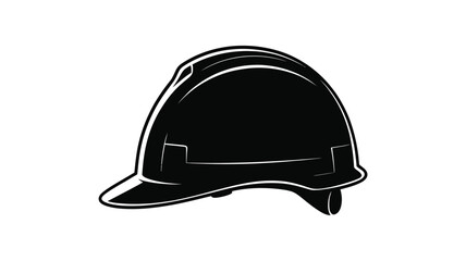 Black silhouette of a hard hat on a white background symbolizing safety and construction