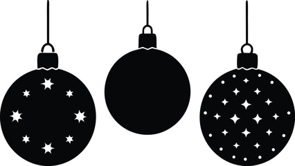 Christmas balls icon set silhouette vector illustration