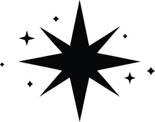 sparkle star icon set simple style silhouette vector