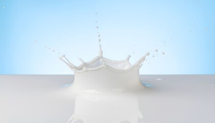 Milk Splash Crown on Clean Blue Background