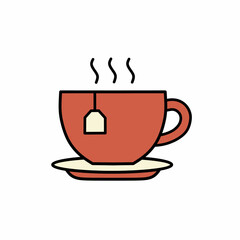 Warm Tea Cup with Steam Illustration, Beverage Break Time Icon