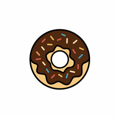 Delicious Chocolate Donut Illustration with Colorful Sprinkles Topping