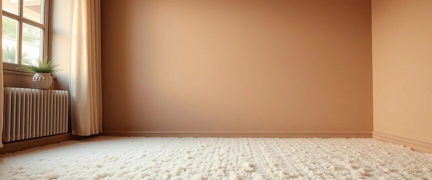 Luxurious plush carpet, soft texture, muted wall color,  home,  living room
