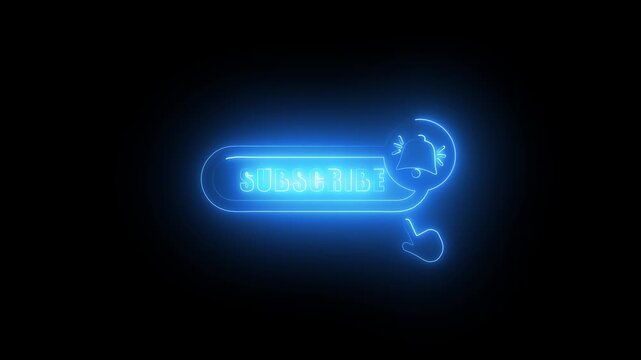 glowing line subscribe button  bell icon animation video. 