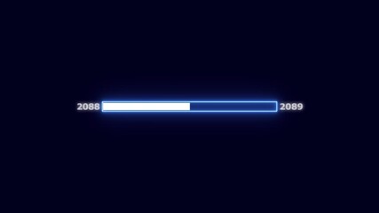 Digital progress bar from 2088 to 2089 with blue neon light effect loading bar futuristic