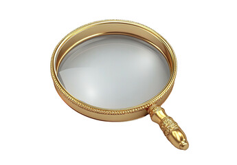 Obraz premium Ornate golden magnifying glass with clear lens, isolated on black background
