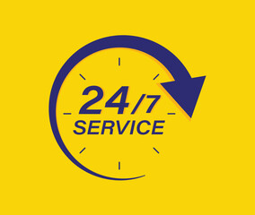 24 Hours 7 Days service vector illustration