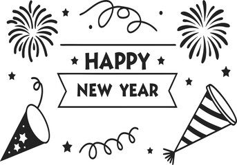Illustration of happy new year celebration elements