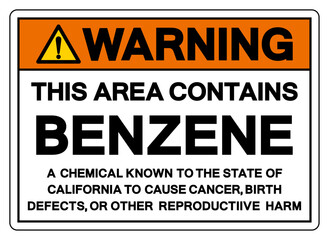 Fototapeta premium Warning This Area Contains Benzene Symbol Sign, Vector Illustration, Isolate On White Background, Label.EPS10