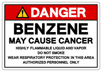 Danger Benzene May Cause Cancer Symbol Sign, Vector Illustration, Isolate On White Background, Label.EPS10