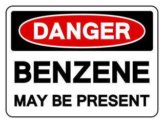 Danger Benzene May Be Present Symbol Sign, Vector Illustration, Isolate On White Background, Label. EPS10