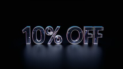 Sale 3D neon text Sale for a black friday on a black background 10%OFF