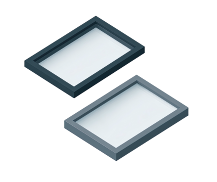 Two rectangular isometric shapes, likely frames, rendered with gradient fills and a black background