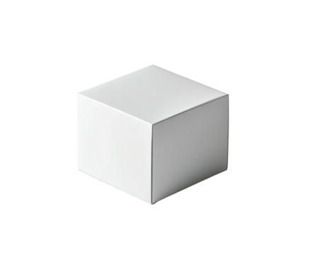 A three-dimensional, pristine white cube with crisp edges rests against a stark black background