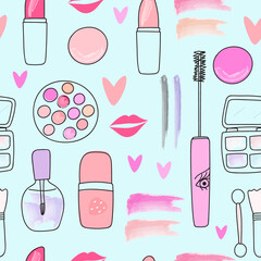 Make up seamless pattern for textile, fabric, wrapping paper