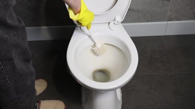 rustling of a toilet brush when cleaning a toilet
