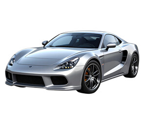 Luxury Silver Sports Car with Metallic Finish PNG