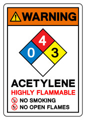 Warning Acetylene Highly Flammable Symbol Sign ,Vector Illustration, Isolate On White Background Label.EPS10