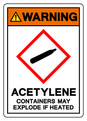 Warning Acetylene Containers May Explode If Heated Symbol Sign ,Vector Illustration, Isolate On White Background Label.EPS10