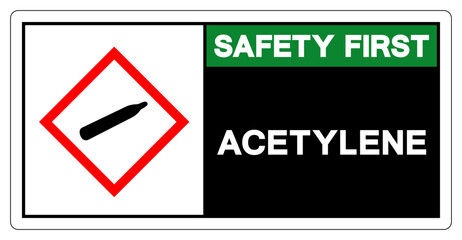 Safety First Acetylene Symbol Sign ,Vector Illustration, Isolate On White Background Label. EPS10