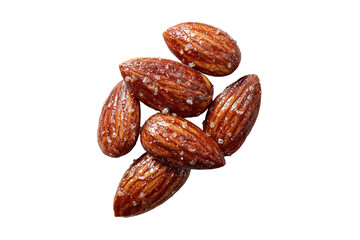 Group of roasted almonds isolated on transparent background
