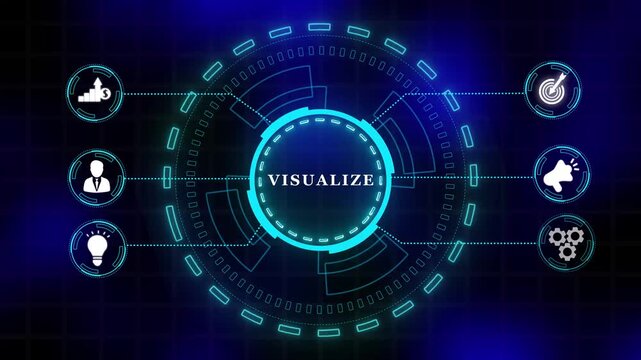 Animated neon concept visualizes business strategy and growth. Internet, business, Technology and network concept. Digital technology 4k video animation.