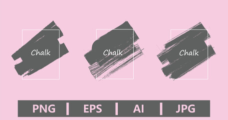 Three chalk brush strokes in white squares on a pink background with file types below