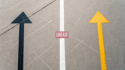 Two Arrows Indicating Different Paths and the Idea of Unfairness