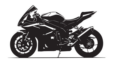 Obraz premium Black silhouette of a sports motorcycle isolated on transparent background