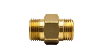 Brass fitting for plumbing and piping applications isolated PNG with Transparent Background