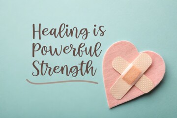 Heart cutout with bandages depicting healing and supportive strength