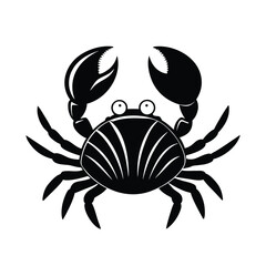 Cute black crab illustration with big claws and googly eyes