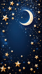 Fototapeta premium Elegant Navy Blue Luxury Background with Stars and Moon Design