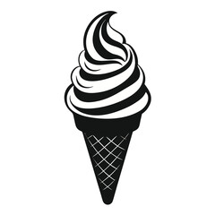 Stylized black and white soft serve ice cream cone icon
