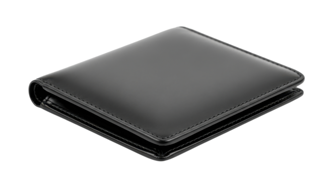 Black leather wallet, close-up isolated PNG with Transparent Background - Powered by Adobe