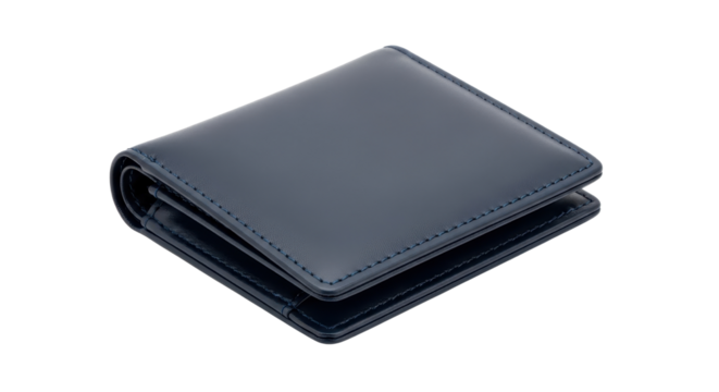 Simple Dark Blue Leather Wallet isolated PNG with Transparent Background