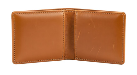 Open tan leather wallet for cash and cards isolated PNG with Transparent Background