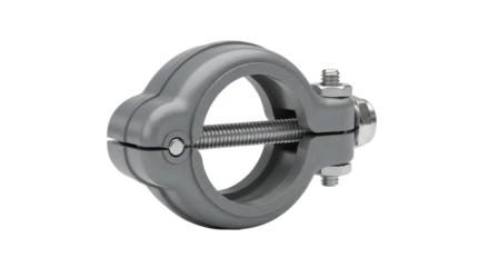 Gray split ring hanger for fire protection piping isolated PNG with Transparent Background