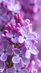 Close-up of blooming purple blossoms in delicate soft focus