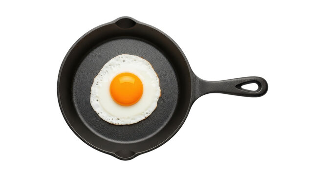 Fried egg in a cast iron pan isolated PNG with Transparent Background