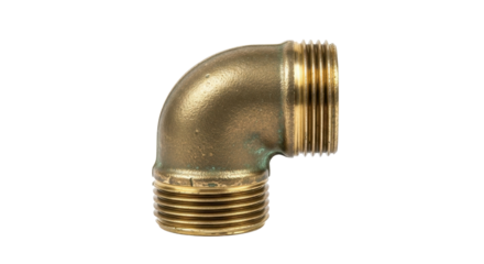 Brass pipe fitting 90 degree elbow isolated PNG with Transparent Background
