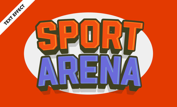Sport arena editable text effect, bold 3d cartoon font, game title design for sport competition