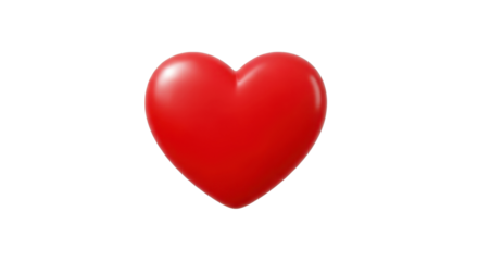 Red heart shape for love, romance or health concepts isolated PNG with Transparent Background