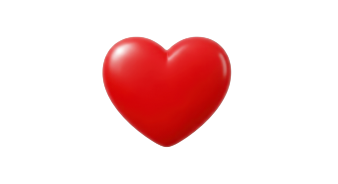 Red heart shape for love, romance or health concepts isolated PNG with Transparent Background