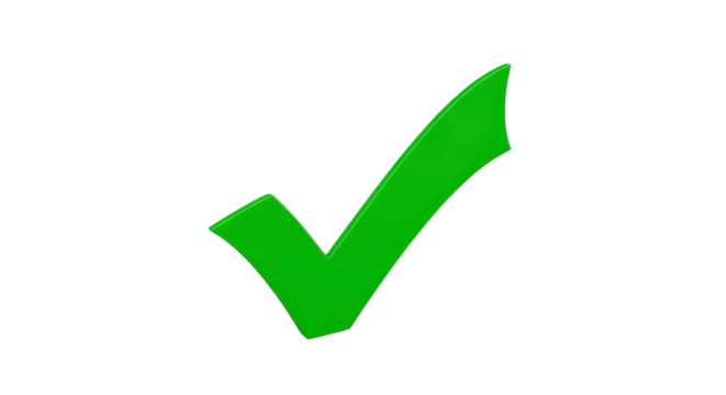 Green check mark graphic element isolated PNG with Transparent Background