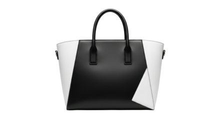 Black and white geometric tote bag isolated PNG with Transparent Background